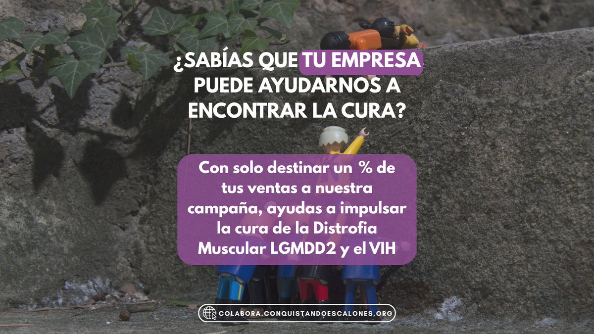 Asociación Conquistando Escalones (@acedistrofia) on Twitter photo Tu empresa puede ayudarnos a encontrar la cura.😱
🚀Refuerza tu RSC
💰Disfruta de ventajas fiscales
🔬Suma a la investigación de la Distrofia Muscular LGMDD2 y el VIH
🙌🏼Con muy poco, ¡nos ayudas mucho!
🌐 colabora.conquistandoescalones.org
📩 comunicacion@conquistandoescalones.org Tu empresa puede ayudarnos a encontrar la cura.😱
🚀Refuerza tu RSC
💰Disfruta de ventajas fiscales
🔬Suma a la investigación de la Distrofia Muscular LGMDD2 y el VIH
🙌🏼Con muy poco, ¡nos ayudas mucho!
🌐 colabora.conquistandoescalones.org
📩 comunicacion@conquistandoescalones.org