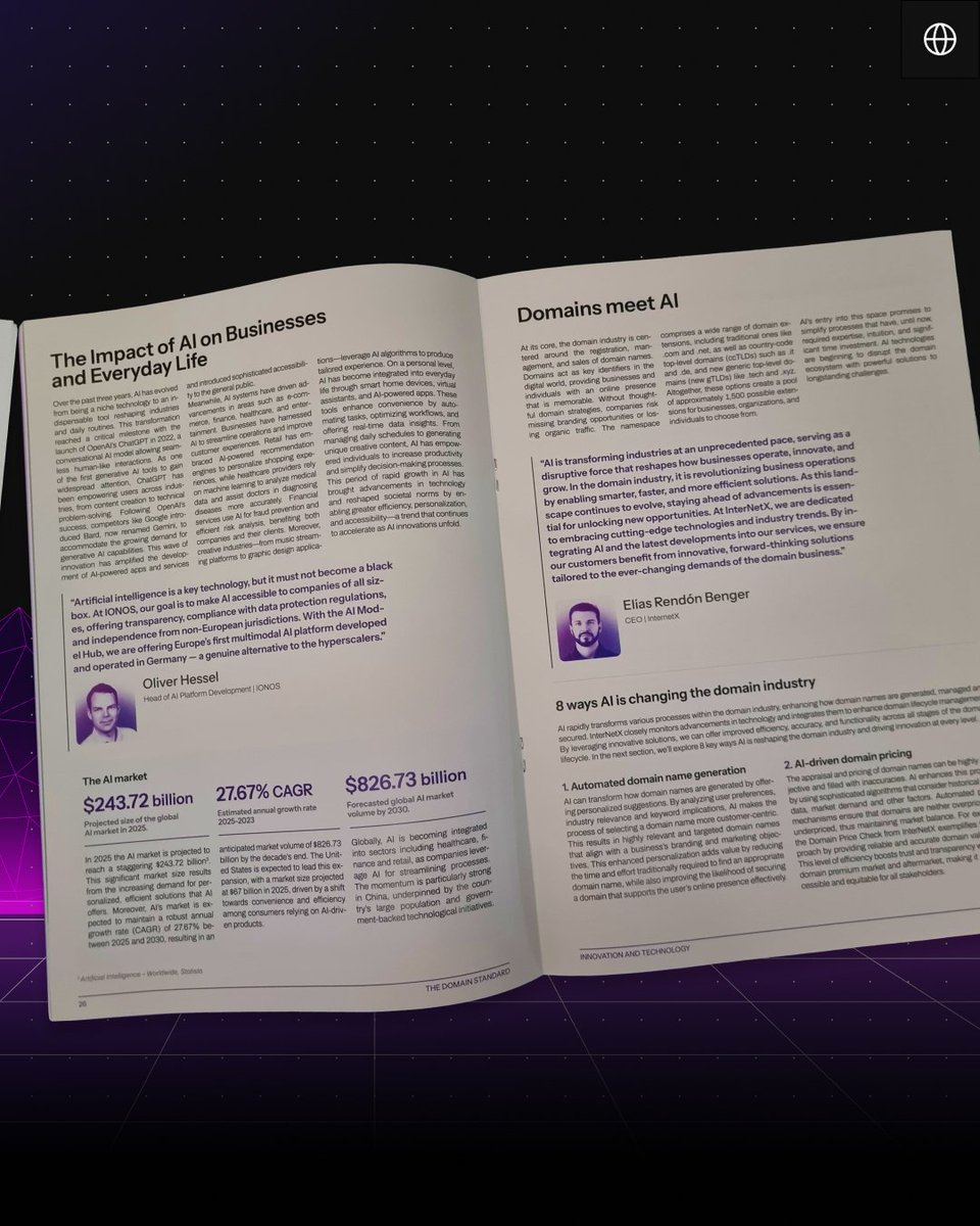 Excited about the newly published magazine by <a href="/freename/"></a> 📖✨

In in-depth article we shared insights on:
🤖 Trends in AI
🔥 .ai extension
🌐 AI's impact on #domains

💬📊 Dive into how AI is transforming the domain industry &amp; unlocking opportunities! 🙌