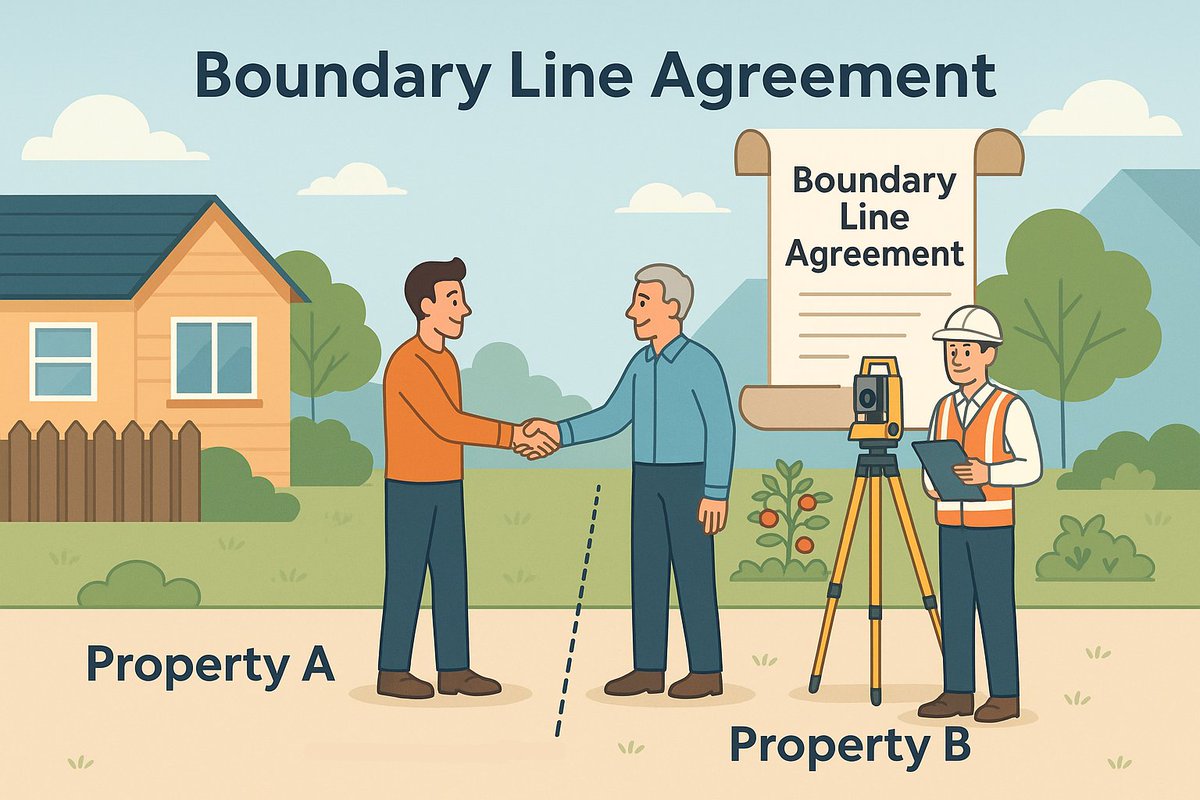 rmspc1973's tweet image. What is a #BoundaryLineAgreement?
A legal agreement between neighbors to formally settle a property line dispute or uncertainty. A BLA prevents future conflicts and typically involves a #professionalsurveyor to establish the agreed boundary.  #NeighborlySolutions