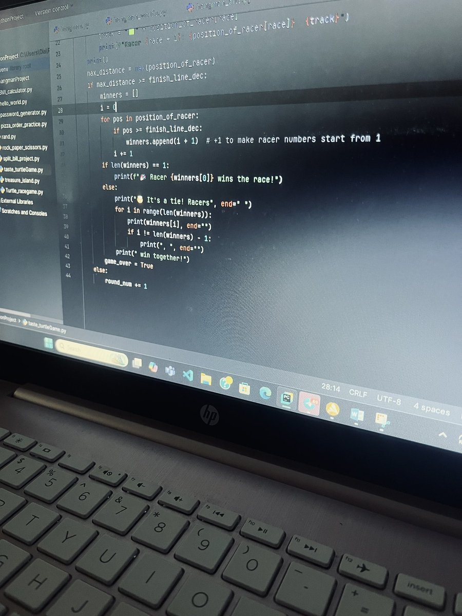Dia_Rao7's tweet image. 🐢 Just built a fun #Python project: a Turtle Race game!
🎲 Racers move randomly each round
🏁 First to cross the finish line wins
Perfect for beginners to learn loops, lists, and conditions!

@a_daneshyar @CodeToInspire @f_forough #Coding #afghanGirlCode #programming