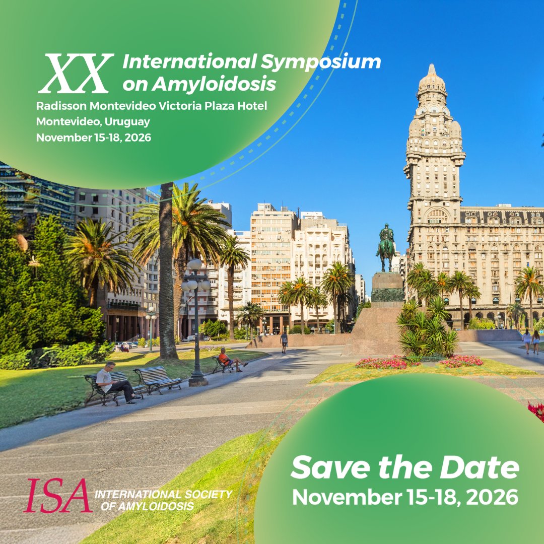 Save the date for the the 2026 International Symposium on Amyloidosis!

Join leading clinicians, researchers, and scientists from around the globe at the premier meeting dedicated to amyloidosis and protein-folding diseases.

Stay tuned for more details: isaamyloidosis.org/isa-symposium/