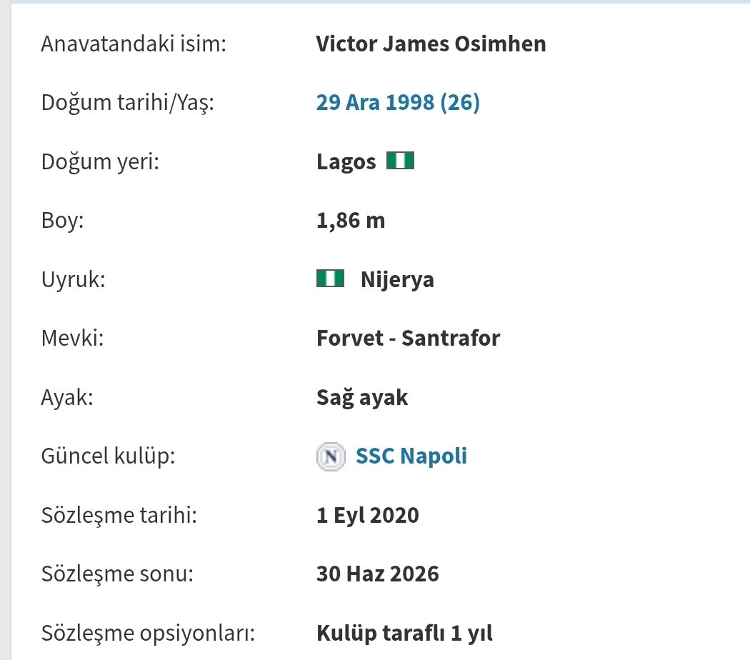 COOGERRR's tweet photo. @koraybaloglu 
Merhabalar, Osimhen'in GS'ye kiralık gelmesi ile Napoli sözleşmeyi 1 bir yıl uzatma hakkı elde etti. Yani sözleşmesi 1 yıl sonra bitmiyor. https://t.co/zQCChR5uGp
