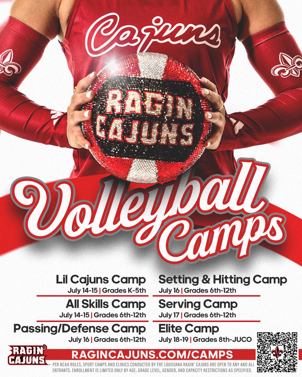 RaginCajunsVB's tweet image. Camping Season in Louisiana 🏕️🏐
Register now ➡️ RaginCajuns.com/VBcamps
#GeauxCajuns