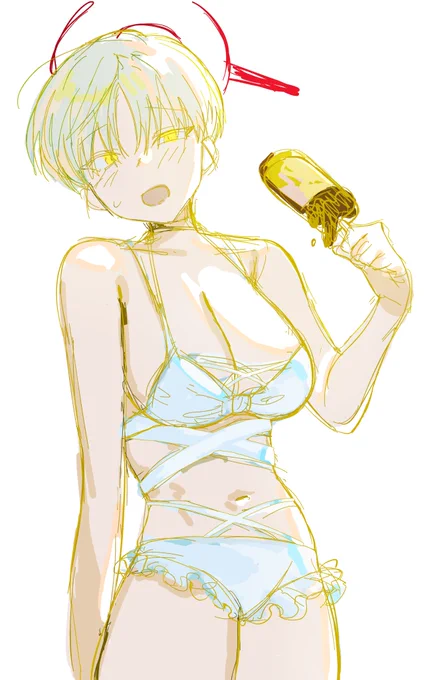 完成できず力尽きてる絵が全部脱いでる絵だった。 やっぱり肌の塗りがめんどいからなのか