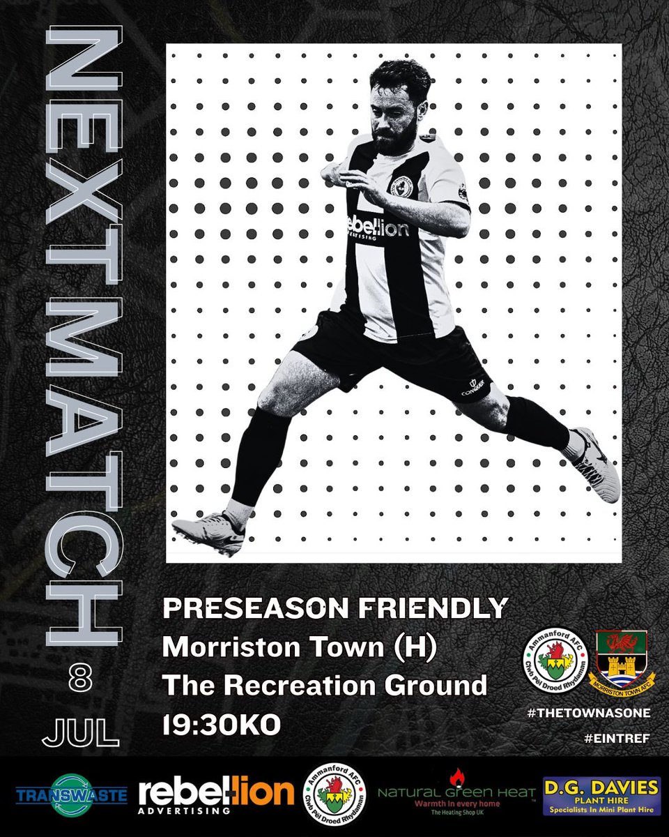 AmmanfordAFC's tweet image. 🚨Tonight/Heno🚨

The sun is out and football is back in Ammanford! Get yourselves to the Recreation Ground to catch our penultimate preseason friendly against @Morriston_Town 

Kick off is at 7:30! 

#TheTownAsOne #EinTref