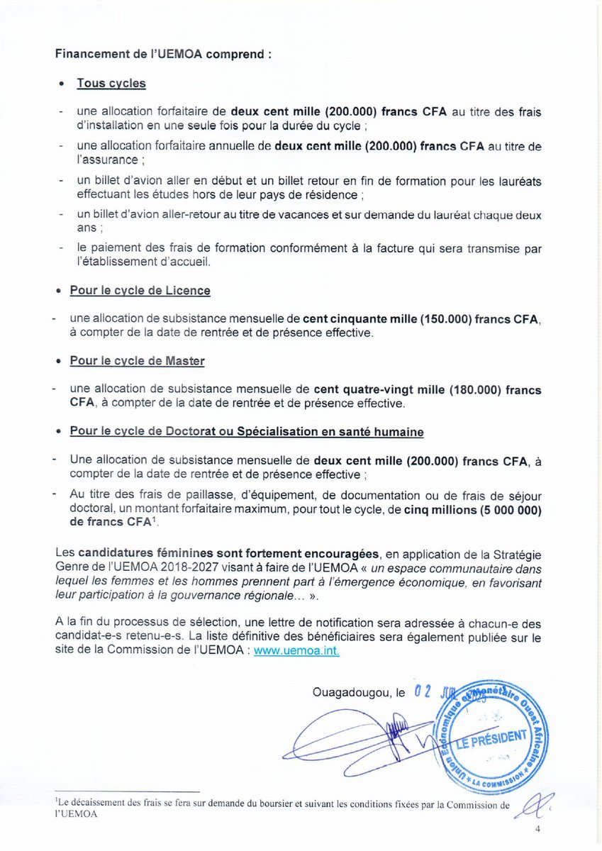 UEMOA_Officiel's tweet image. Appel à #candidatures du #Programme de #Bourses d'#Excellence #UEMOA pour la ##formation et la #recherche, édition 2025-2028
uemoa.int/bourses-excell…
