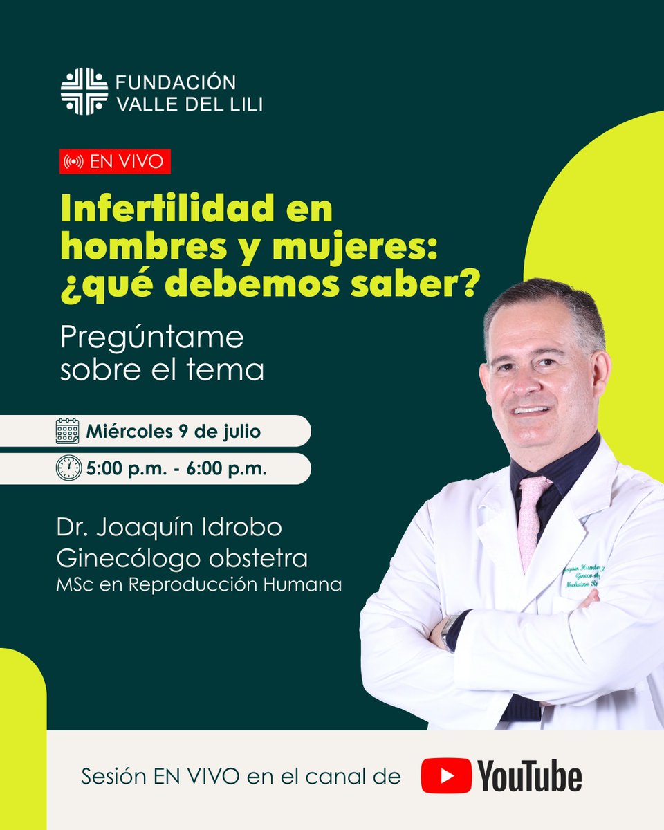🔴 EN VIVO | Abordaremos dudas frecuentes sobre causas, tratamientos y cuándo es requerido buscar ayuda médica. Conéctate con el Dr. Joaquín Idrobo, ginecólogo obstetra experto en reproducción humana.

📍 youtube.com/live/PYU26EjpU…

¡Conéctate mañana!