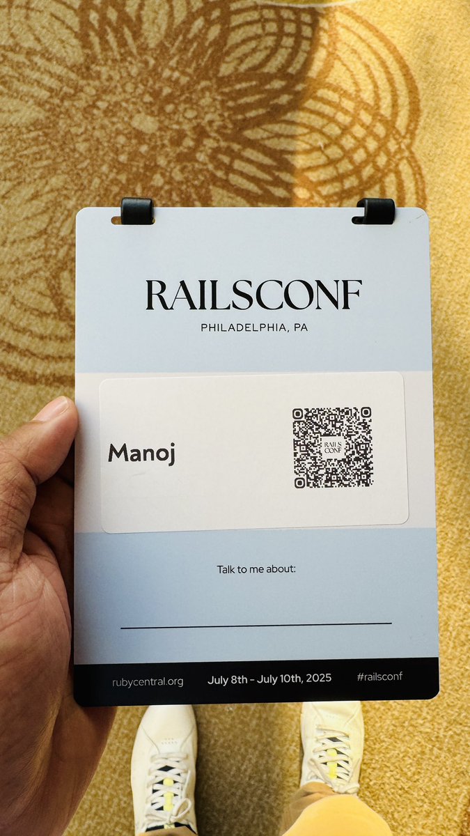 manoj_g33k's tweet image. Day 1 at #railsconf, Philadelphia. 

Come say hi if you are around 👋🏽