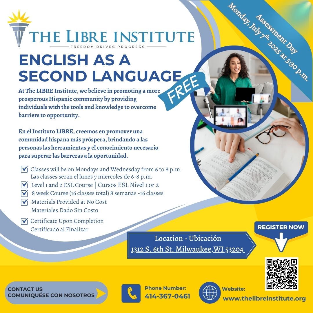 LIBREWisconsin's tweet image. We had a fantastic turnout at our 1st ESL class at Ministerios ALMAS. If you are interested in ESL classes, register today!
@LIBREinstitute