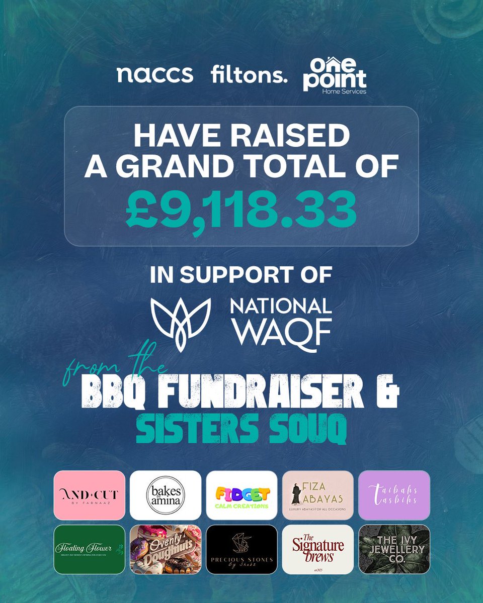 🌟 Alḥamdulillāh! Over £9,118.33 raised at our BBQ Fundraiser &amp; Sisters Souq for National Waqf!

Gratitude to our partners, stallholders, and every donor. This is what community waqf looks like. 💚

🔗 Together, we’re building legacies.