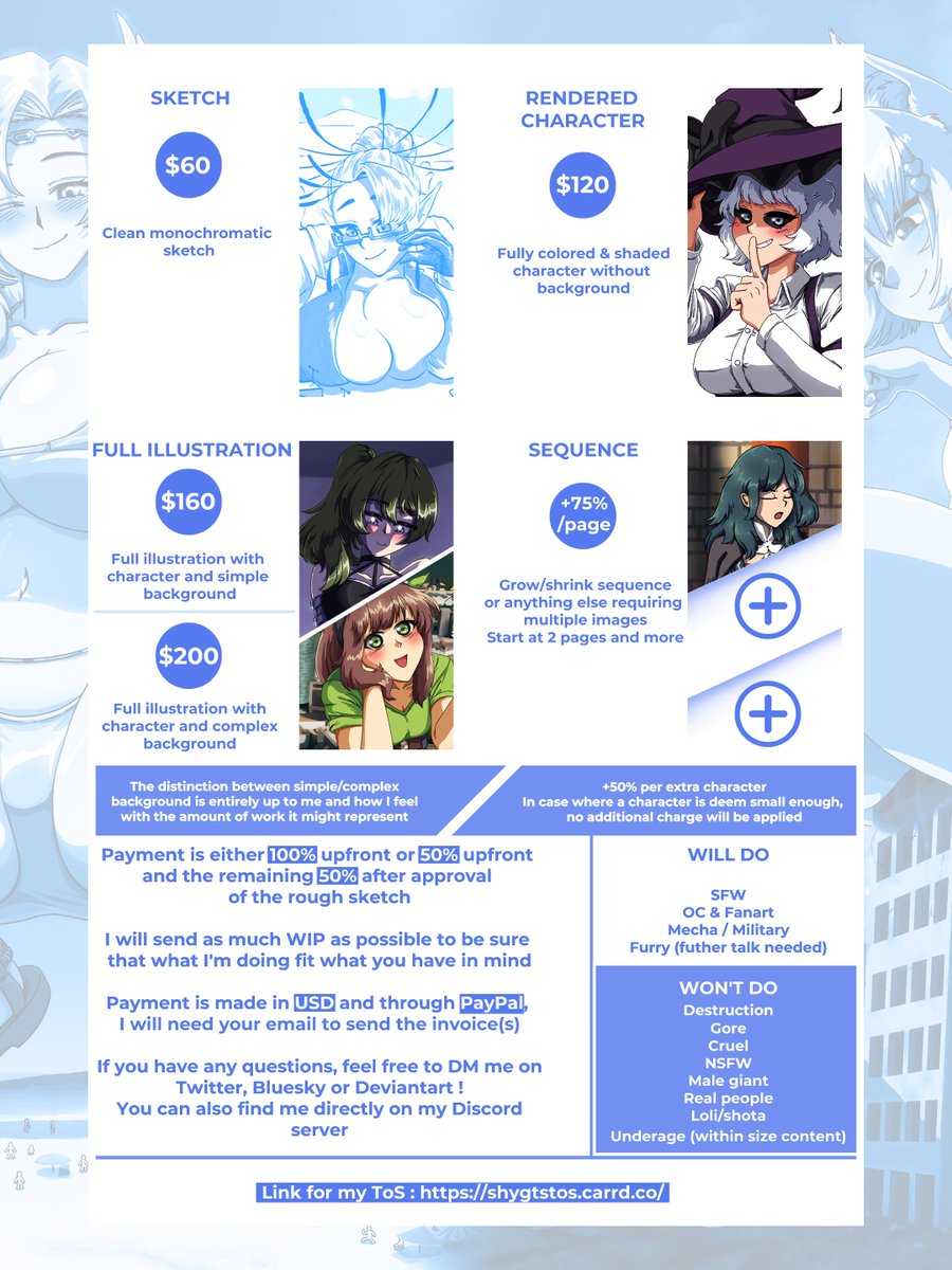 Comms are open again ! 
Just like last time, first come first on the waitlist !  

You can join my Discord if you have any question : discord.gg/K2SBcNfHHt
ToS : shygtstos.carrd.co
Waitlist : trello.com/b/2MjZarmS/wai…