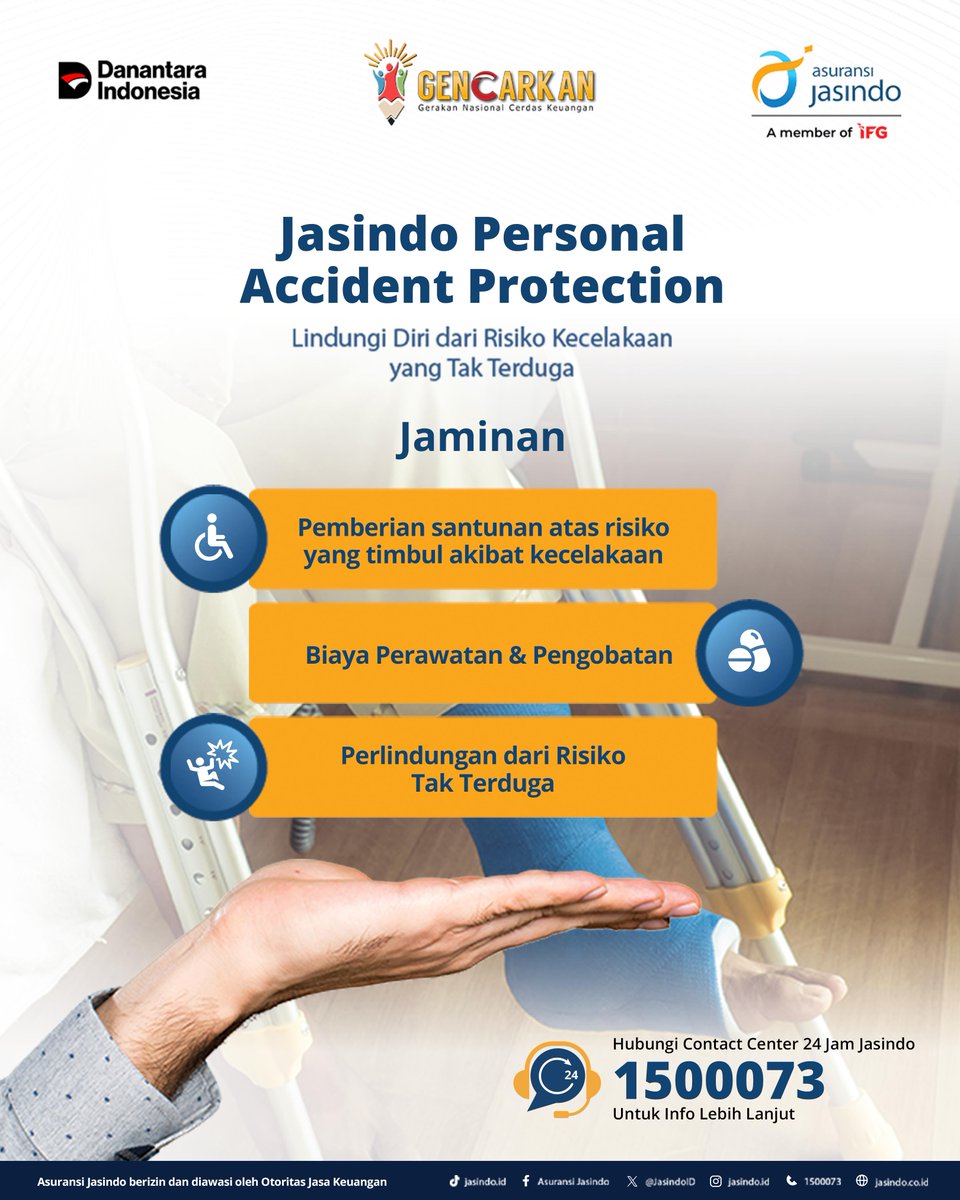 Kita semua berharap hari-hari berjalan lancar, tapi hidup nggak selalu bisa ditebak.

⚠️ Kita nggak bisa menghindari semua risiko,
tapi bisa kok mempersiapkan perlindungan.

#GENCARKAN2025 #LiterasiKeuanganMasifMerata #Jasindo_GENCARKAN25