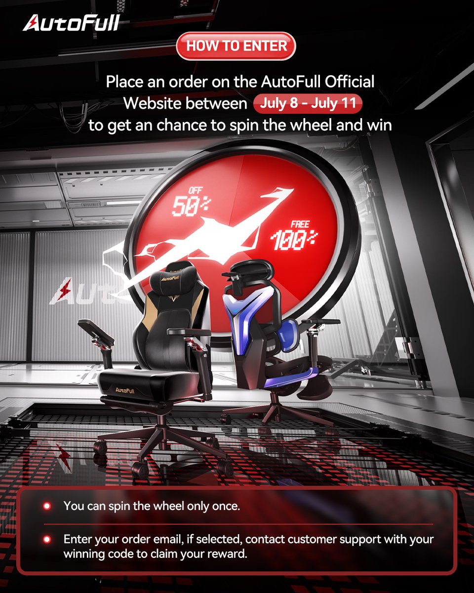 AutoFull Gaming Chair (@autofullglobal) on Twitter photo ๐ Half Price! Full Refund! ๐
Your Prime Day exclusive chance is HERE!
๐ bit.ly/4iateZv
โฃ
๐ Shop on AutoFull Official Website from ๐๐ฎ๐ฅ๐ฒ ๐ โ ๐๐
๐ Get a spin at our Lucky Wheel โ prizes include:
๐ธ 50% Off
๐ฏ Free Order - 100% Refund
โฆand more!โฃ
โฃ
Donโt ๐ Half Price! Full Refund! ๐
Your Prime Day exclusive chance is HERE!
๐ bit.ly/4iateZv
โฃ
๐ Shop on AutoFull Official Website from ๐๐ฎ๐ฅ๐ฒ ๐ โ ๐๐
๐ Get a spin at our Lucky Wheel โ prizes include:
๐ธ 50% Off
๐ฏ Free Order - 100% Refund
โฆand more!โฃ
โฃ
Donโt