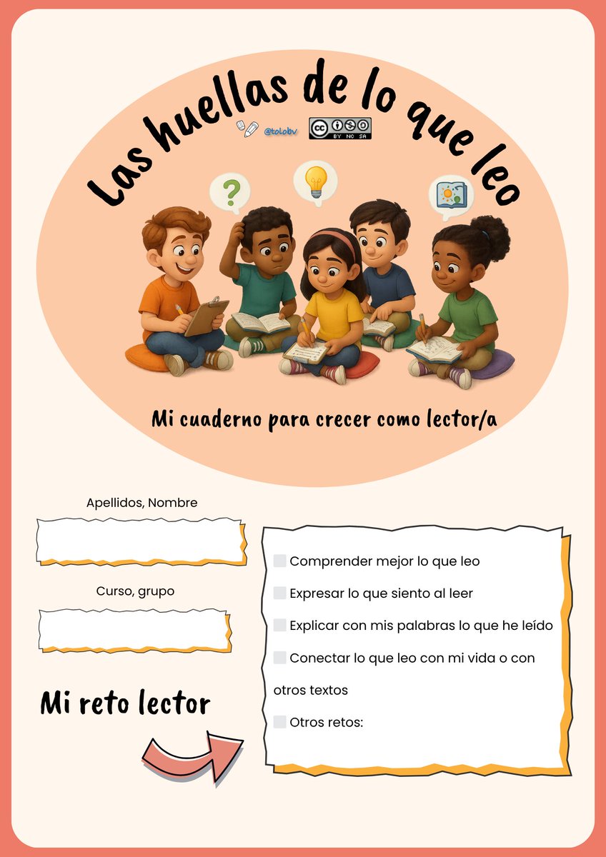 tolobv's tweet image. Cuaderno lector: una herramienta práctica para crecer como lectores,Disponible en castellano y catalán.

👉bloomania.es/cuaderno-lecto…

@educacion3_0 @orientandujar @NuriaWitch14 #ideasparaclase #claustrovirtual #lectura #comprensiónlectora  #educaciónprimaria #culturadelpensamiento