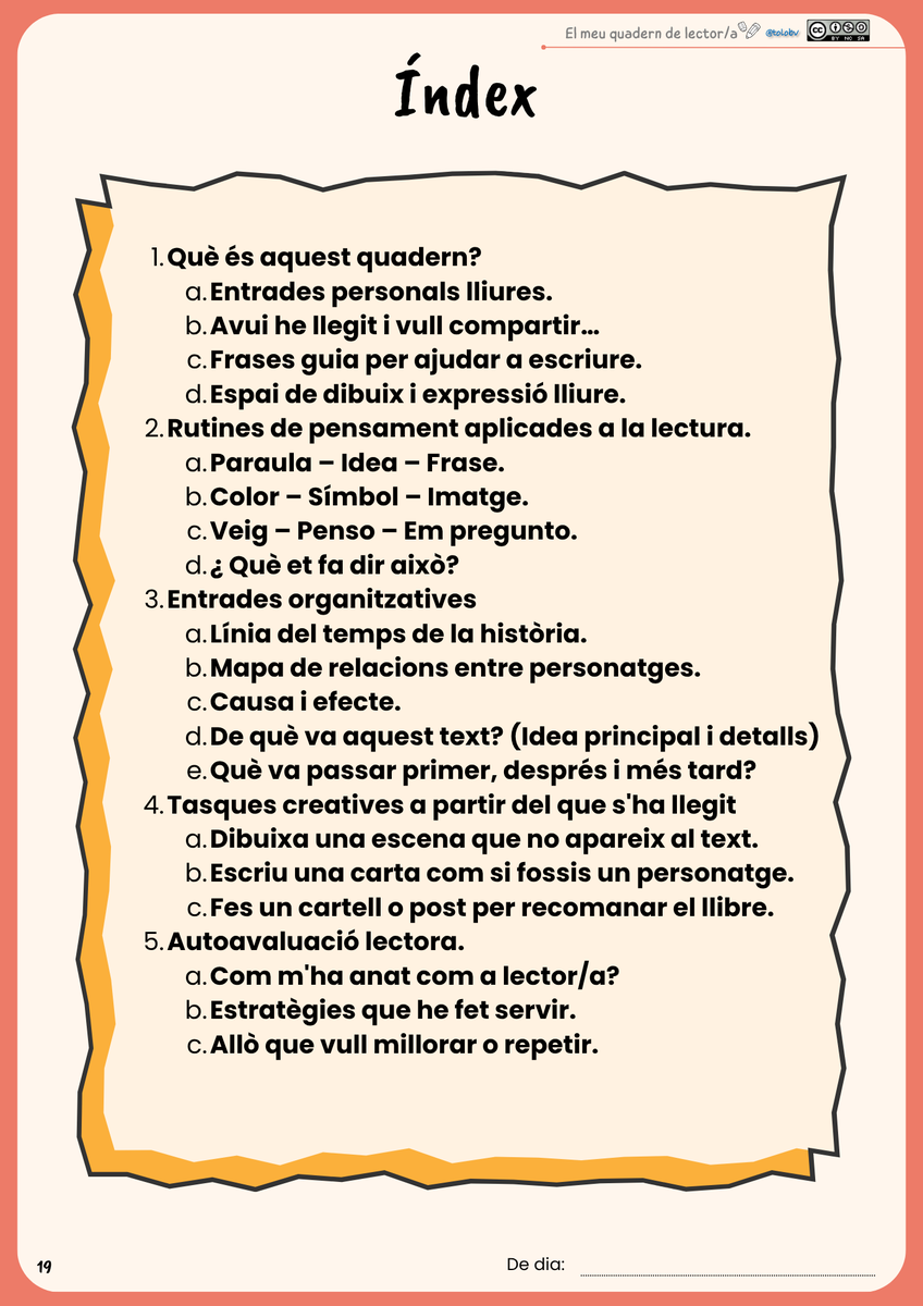 tolobv's tweet image. Cuaderno lector: una herramienta práctica para crecer como lectores,Disponible en castellano y catalán.

👉bloomania.es/cuaderno-lecto…

@educacion3_0 @orientandujar @NuriaWitch14 #ideasparaclase #claustrovirtual #lectura #comprensiónlectora  #educaciónprimaria #culturadelpensamiento