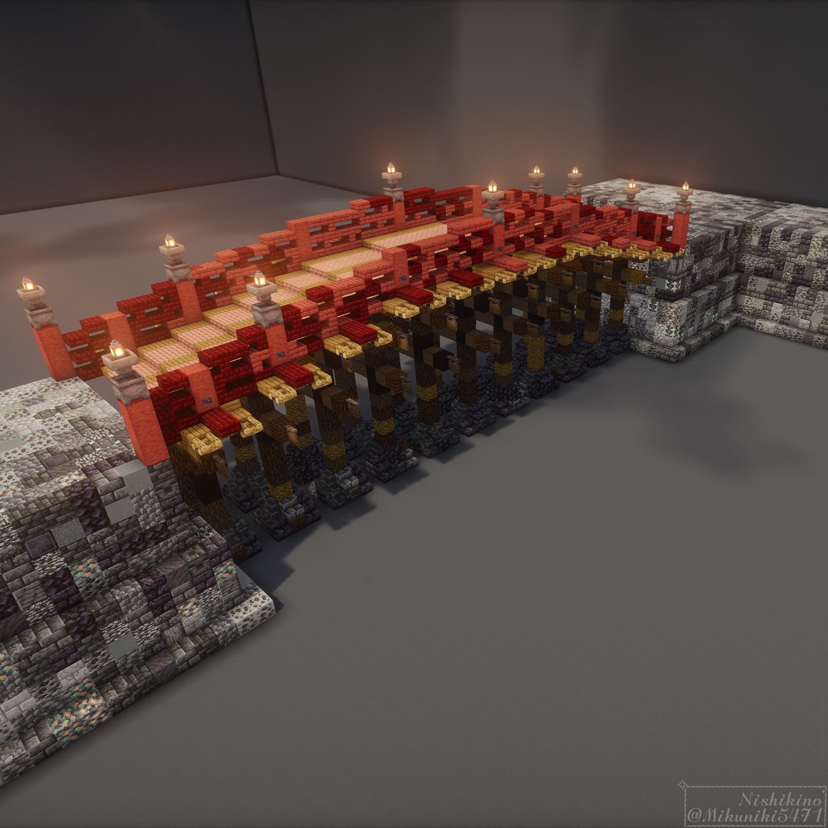 MikuNiki5471's tweet image. 和風の橋
#minecraft #minecraft建築コミュ #minecraftbuilds #和風建築