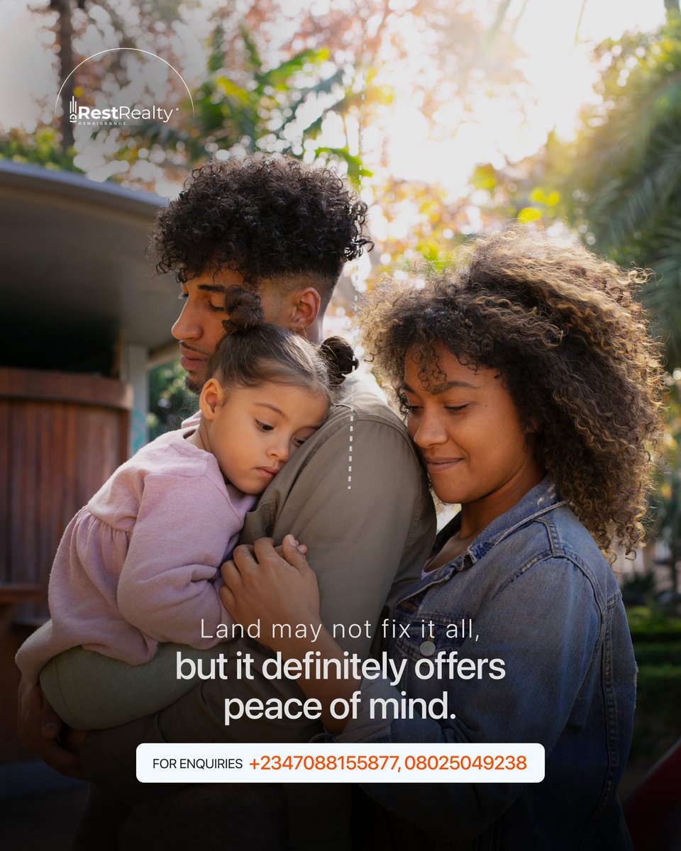 Land is constant in an uncertain world.
At RestRealty, it’s more than propertyit’s peace of mind &amp; generational wealth.

Start your journey with just 20% deposit.
We’ll guide you every step.

📞 0708815587 | 09151440521
#RestIsHere #PalladioCourt #InvestSmart