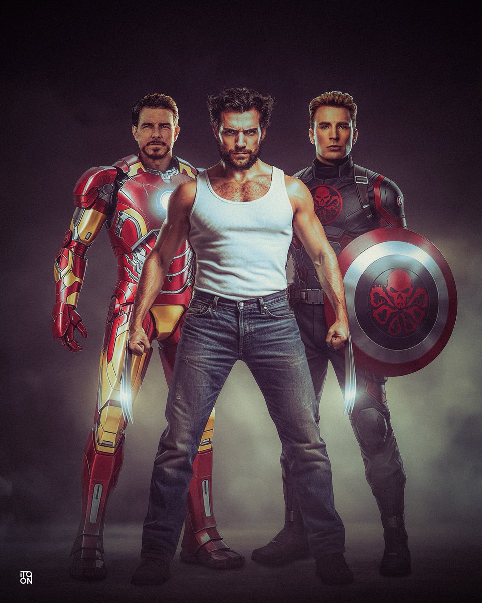 iToonOfficial's tweet photo. In another universe..
.
.
Art by me.
.
.
#tomcruise #henrycavill #chrisevans #cavillrine #ironman #captainhydra #steverodgers #tonystark #logan #marvelstudios @MarvelStudios @TomCruise https://t.co/OM7BwRnk1u