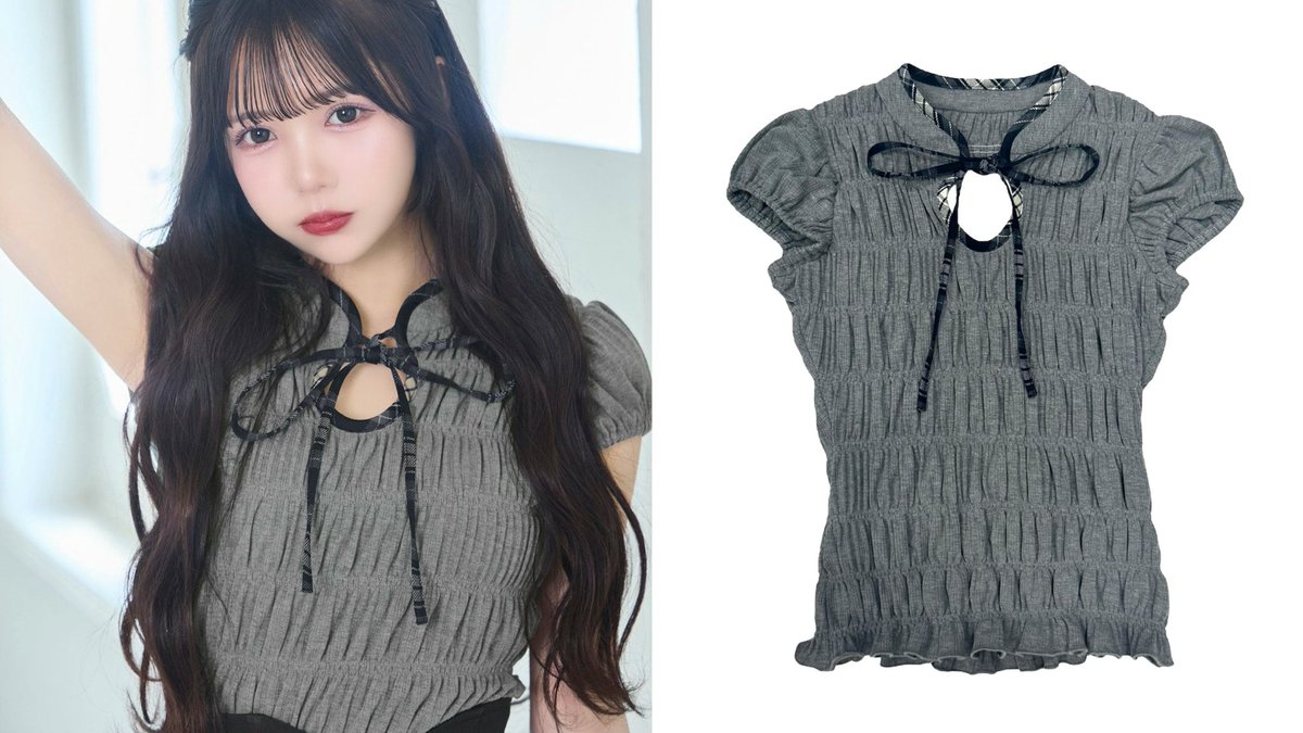 ♡ michellMacaron ダブルフレアスリーブリボントップス ミシェル