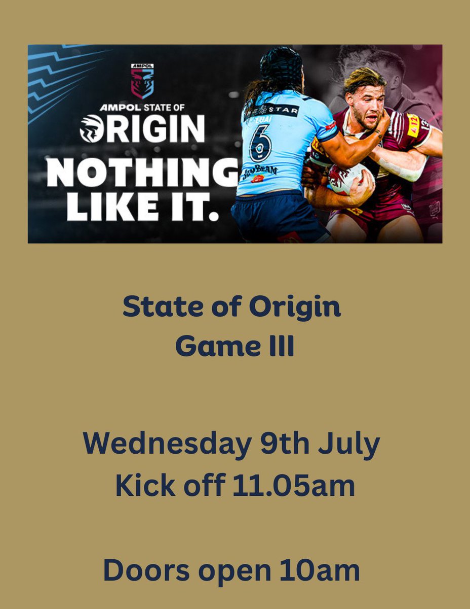 We’re opening at 10am tomorrow for the decider #stateoforigin

We are also 5 years old tomorrow so there may be cake too 🥂

#rugbyleague #NSWQLD