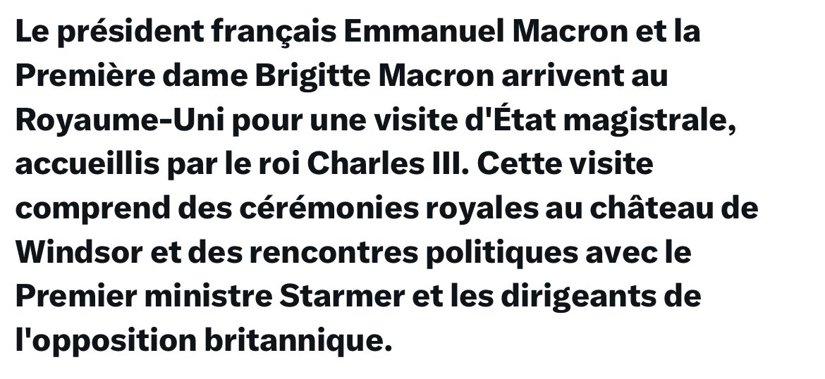 Chers amis britanniques...
Vous êtes bien davantage que de simples "alliés", vous êtes de vrais amis...
#Macron aime le faste royal, est très "actif" et parle bien Anglais...
Ne pourriez-vous nous rendre le service de le garder ?🙏
Lui et nous serions si heureux !🤣
#RoyaumeUni