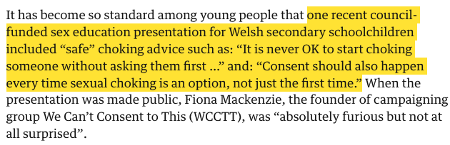 This makes me SO ANGRY.... schools normalising male violence against women and teaching girls they can consent to dangerous practices during sex that can harm or kill them.