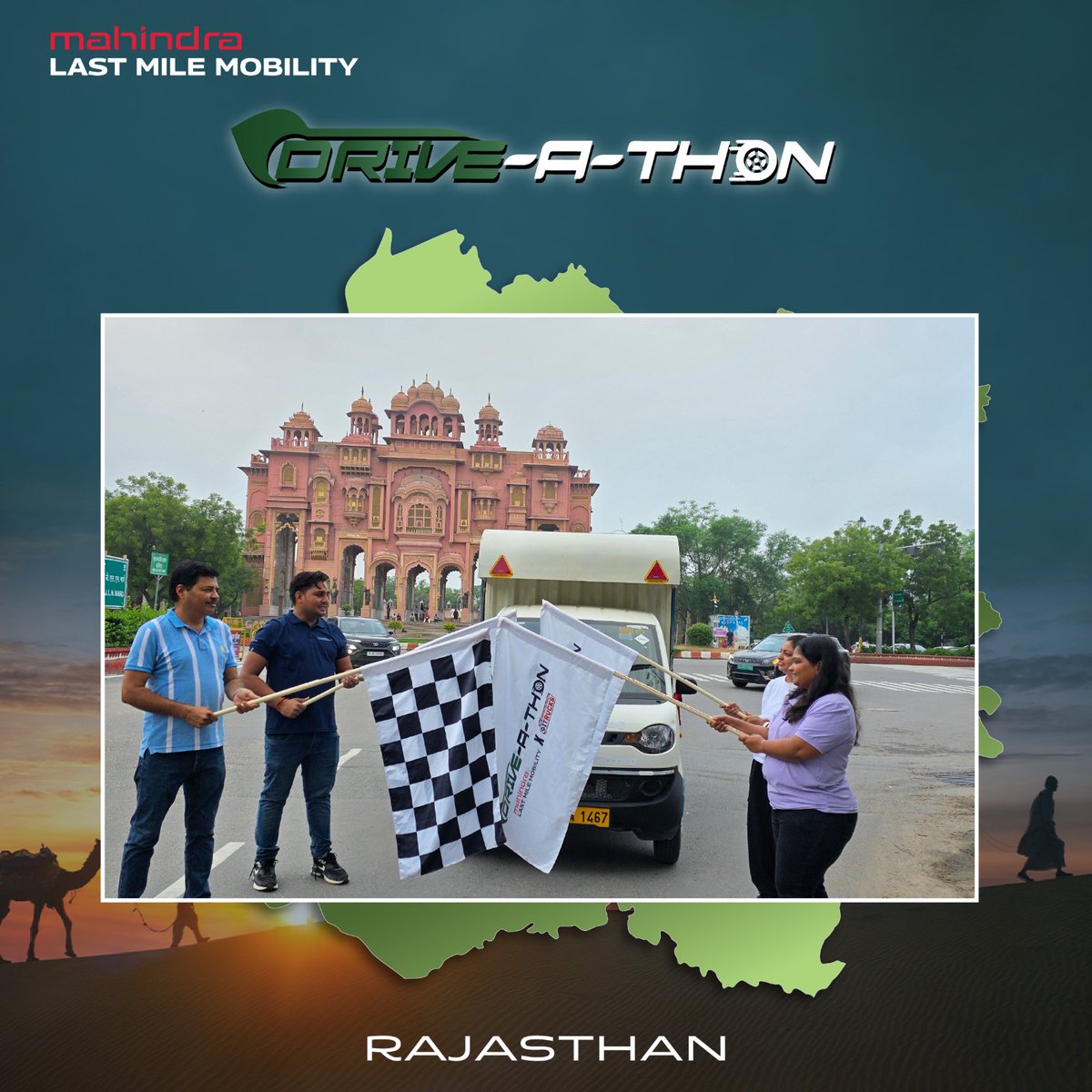 MahindraLMM's tweet photo. From Delhi’s fast lanes to Jaipur’s royal charm - Jeeto Strong rides on, adding colour to every kilometer.

Where pink palaces glow and tradition greets at every turn, the Pink City welcomes the Drive-A-Thon.

280+ km down, next stop: Ajmer!

#Mahindra #JeetoStrongCNG #DriveAThon https://t.co/RtfDDzN71w