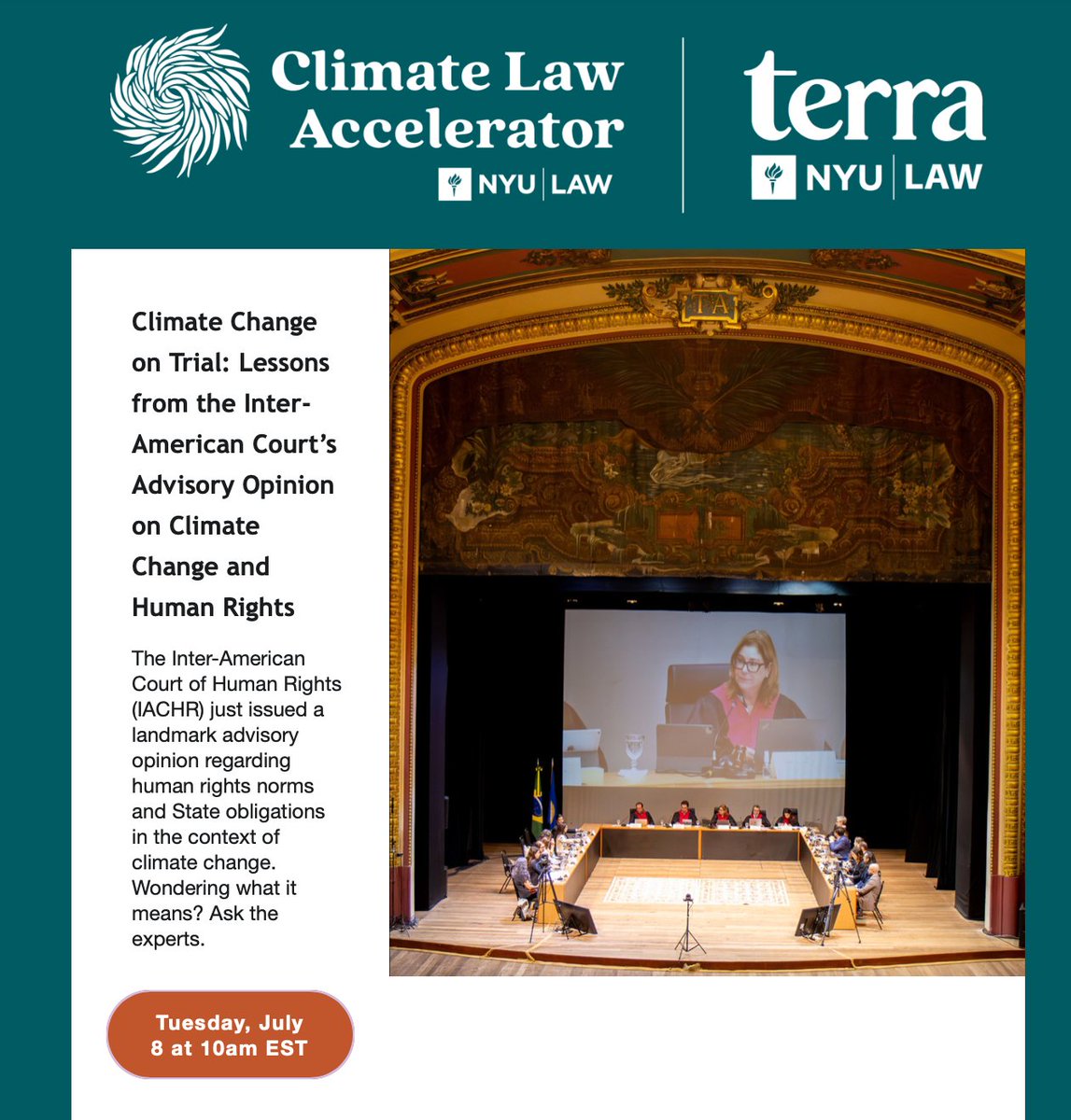 SRclimatechange's tweet photo. 📣today: reflecting on Inter-American Court's Advisory Opinion on #Climate Emergency &amp; #HumanRights with
👉 Theresa Amor-Juergenssen (World's Youth for #ClimateJustice)
👉 César Rodríguez Garavito (NYU)
👉  David Boyd (former UNSR Environment)

4pm CET https://t.co/NtVOOUAQck https://t.co/fNiZmpIzbt
