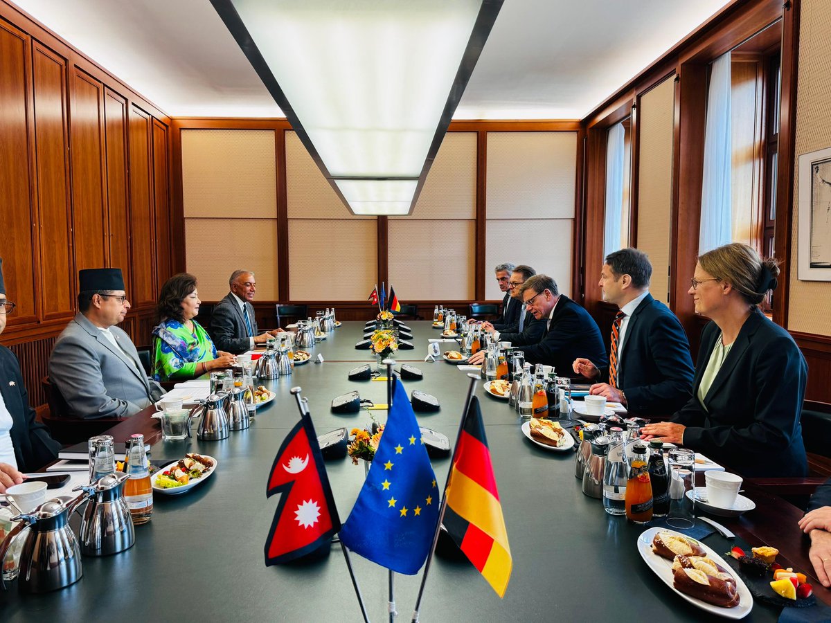 A constructive meeting with H.E. Johann Wadephul, Federal Foreign Minister of Germany, in Berlin, Germany. We took stock of the gamut of Nepal- Germany relations. I thanked H.E. Wadephul for Germany’s continued economic support for Nepal, while proposing enhanced private sector