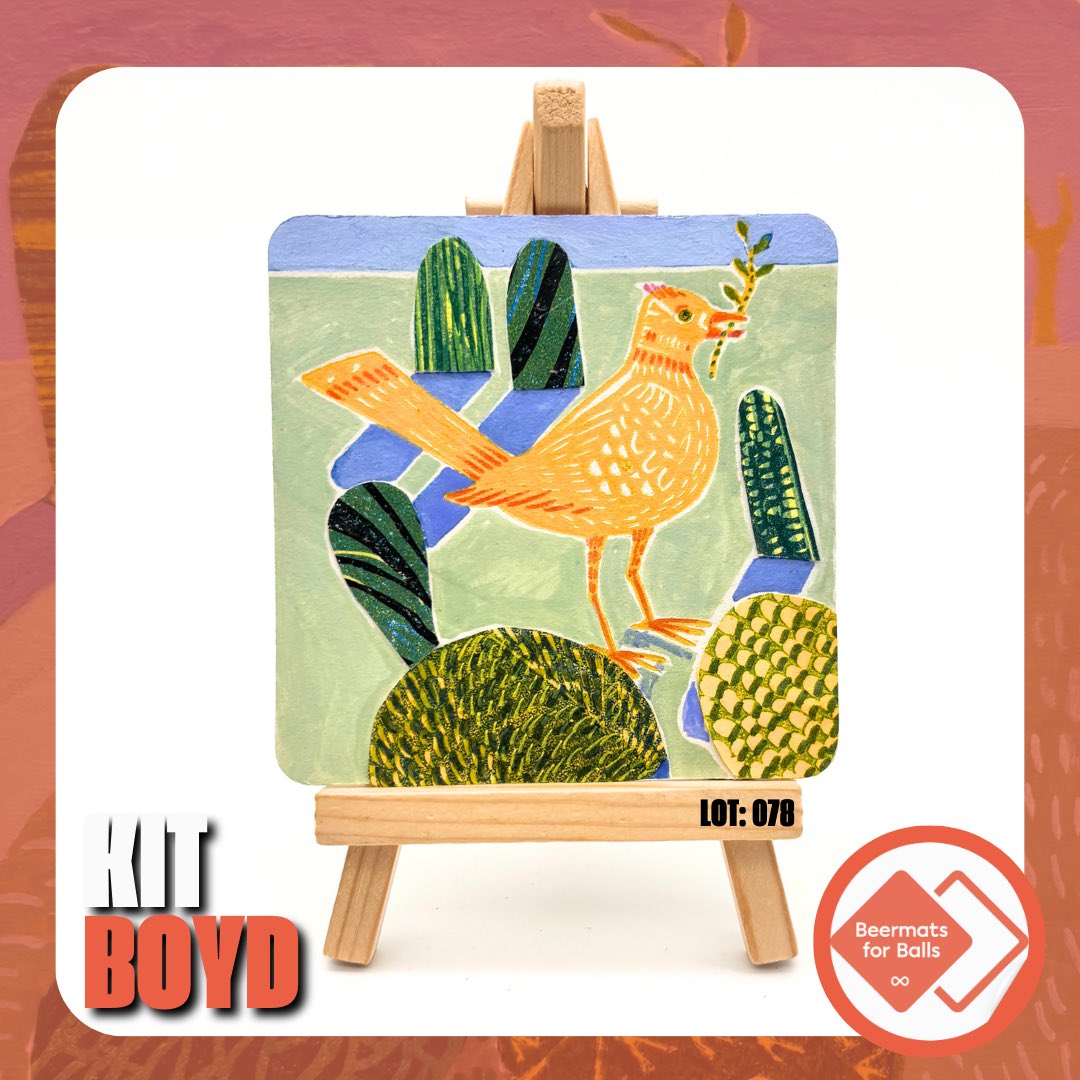 Huge thanks to the brilliant Kit Boyd for donating a stunning series of beermats to #BeermatsForBalls! 🧡

His symbolic birds with olive branches are a vibrant reminder of care, growth &amp; looking after ourselves.

Thank you for supporting our life-saving work!
#TesticularCancer