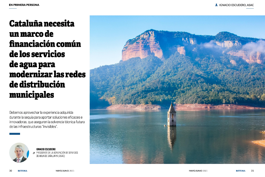 "Catalunya necessita un marc de finançament comú dels serveis d'#aigua per a modernitzar les xarxes de distribució municipals".

Llegeix l'article del nostre president, <a href="/i_escudero/">Ignacio Escudero</a> a la <a href="/RevistaRETEMA/">RETEMA, Revista Técnica de Medio Ambiente</a>, pàgina 30:
retema.es/revista-digita…