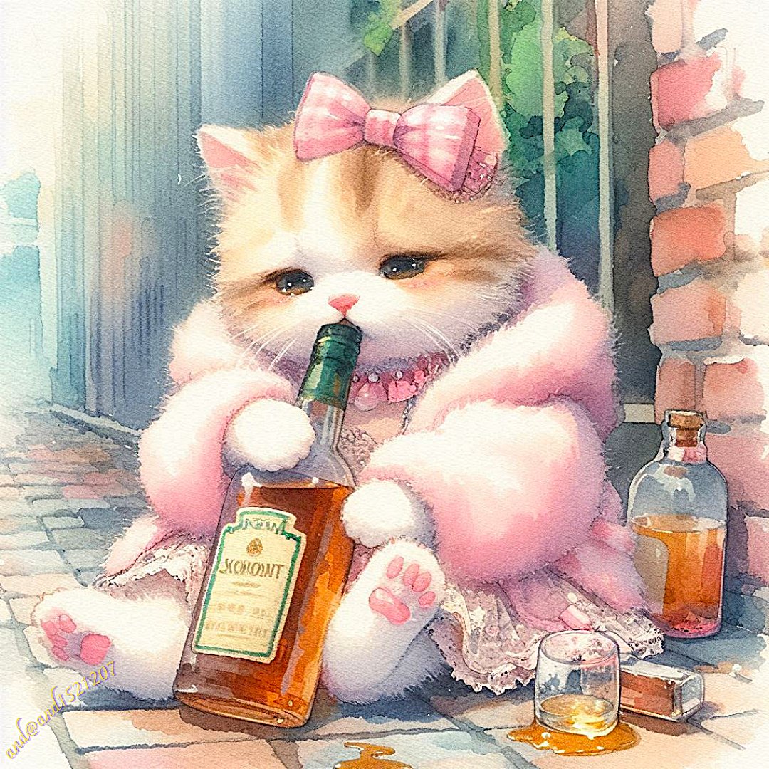 and1521207's tweet image. 飲まなきゃやってらんニャい…(麦茶を)🐈
Alcohol’s for the unrefined. I only drink maple syrup fit for royalty. Bow down, humans!😼🍁🍯
#aiart #AIイラスト #cat #猫