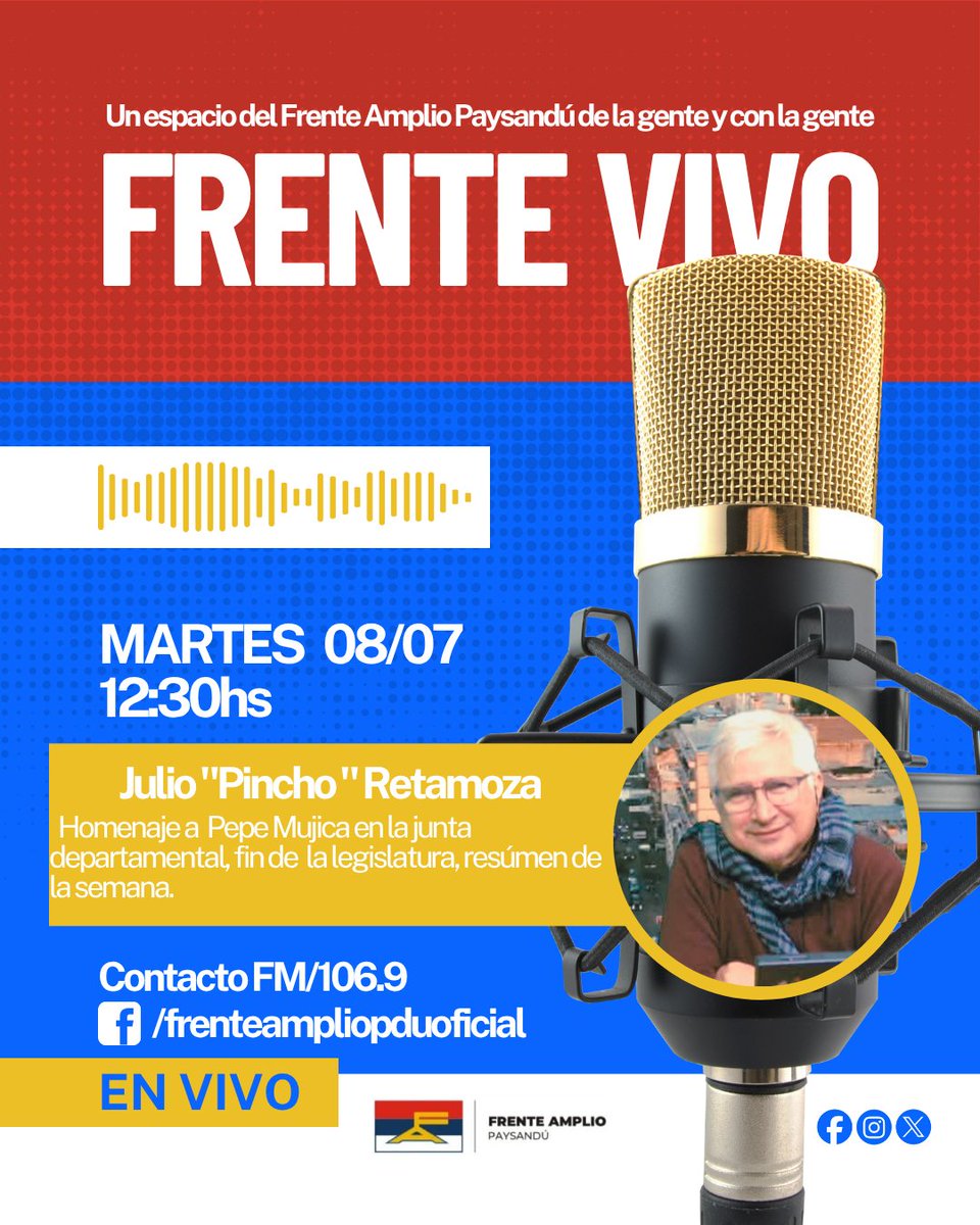 Nos encontramos como todos los martes por Contacto FM y nuestra página oficial de facebook 
#frenteampliopduoficial