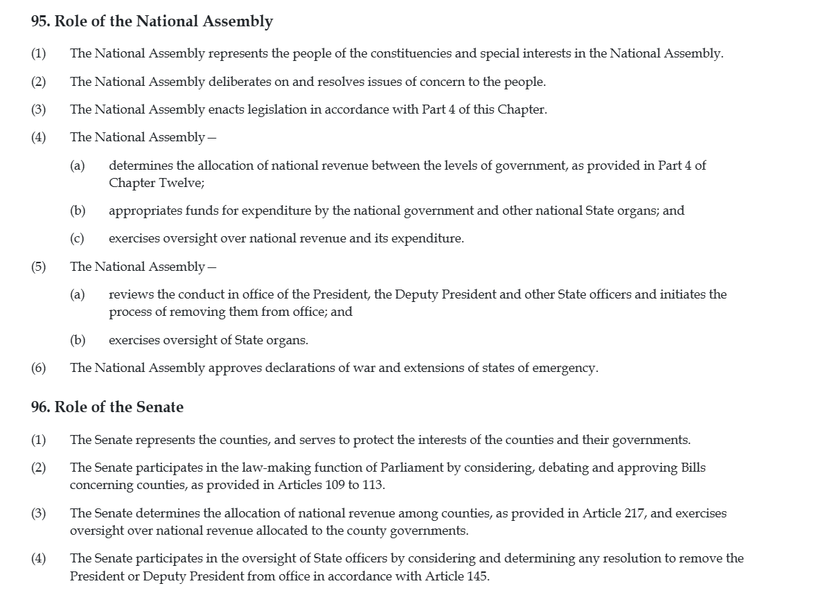 This is the correct position as stated by wakili <a href="/Kalasinga_/">Mbabz</a> 
Kenyans should pay attention to article 95(a)&amp;(b) and 96(4). In addition, Parliament has powers to summon anyone and hold them accountable (article 125). 
The ball is in their court to do their job.