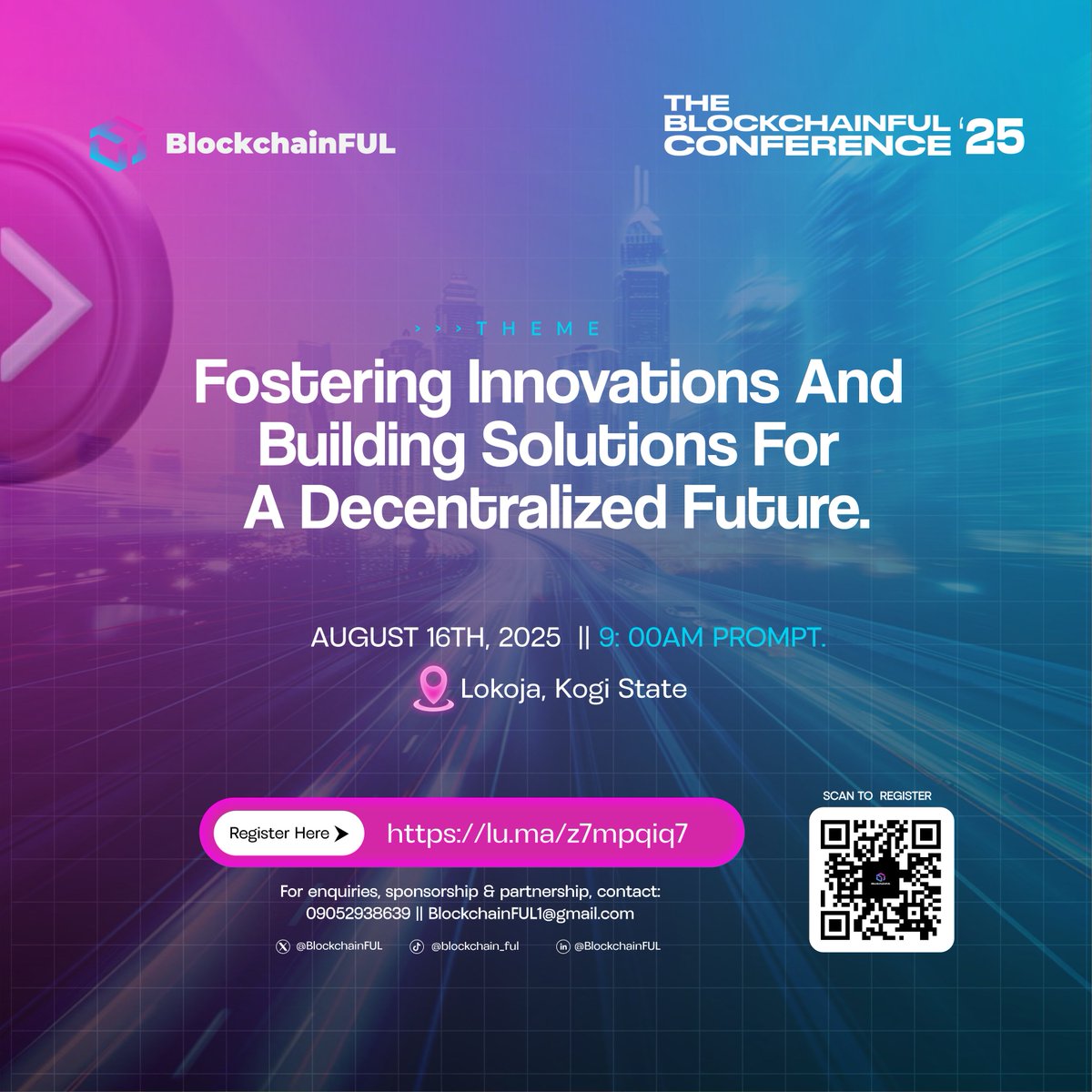 BlockchainFul's tweet image. Our first edition started a movement; this year, we launch a revolution. 🔥

BlockchainFUL Conference 2.0 🚀

It&apos;s not just another Web3 summit; it&apos;s where builders, founders, and innovators meet to revolutionize decentralized technology!

Register Now: lu.ma/z7mpqiq7