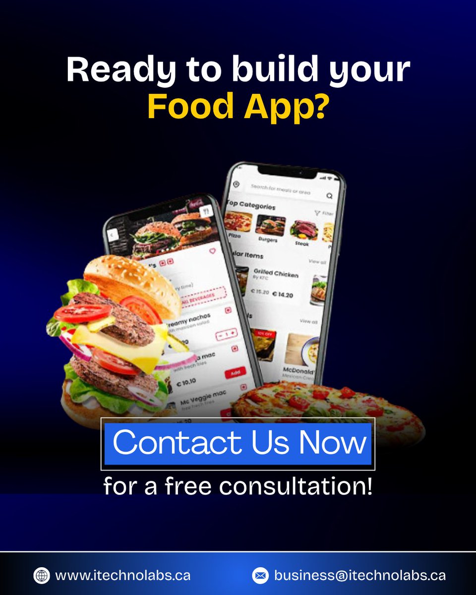 If your #restaurant isn’t online, you’re losing hungry customers daily.

Let #iTechnolabs build your on-demand food delivery app!

👉 Get started today:
- itechnolabs.ca
- business@itechnolabs.ca

#fooddeliveryapp #appdevelopment