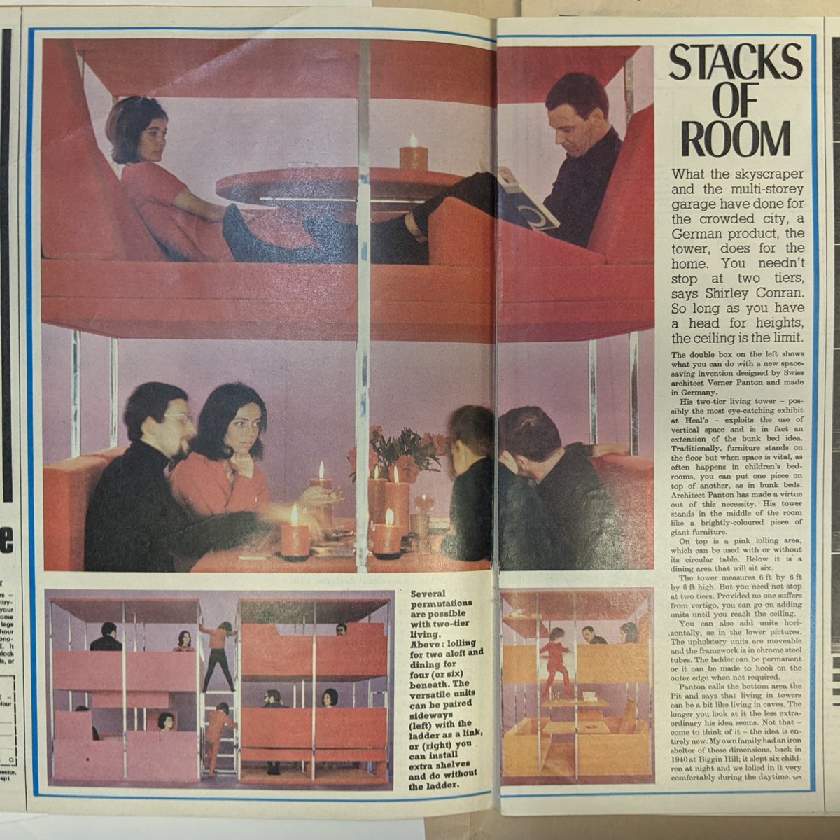 BucksArchives's tweet image. When doing some chair-making research we stumbled into this incredible advert for a vertical modular sofa designed by Verner Panton in the 1960s. Does anyone know if these were actually made? We're looking to refurb the office and think these will really improve the feng shui.