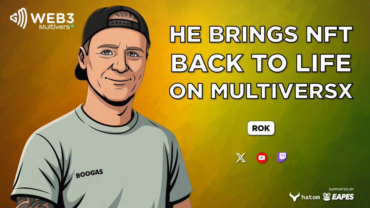 🟡 Tomorrow at 8:00 AM (UTC) in <a href="/GMWeb3_tv/">GM Web3</a>, I'll have the pleasure of welcoming <a href="/RokBoogas/">ROK | BOOGAS MINT LIVE</a>, co-founder of <a href="/BoogasX/">Boogas</a>!

He'll tell us all about the most anticipated NFT collection of 2025 on #MultiversX.

Live on X, Twitch and YouTube.