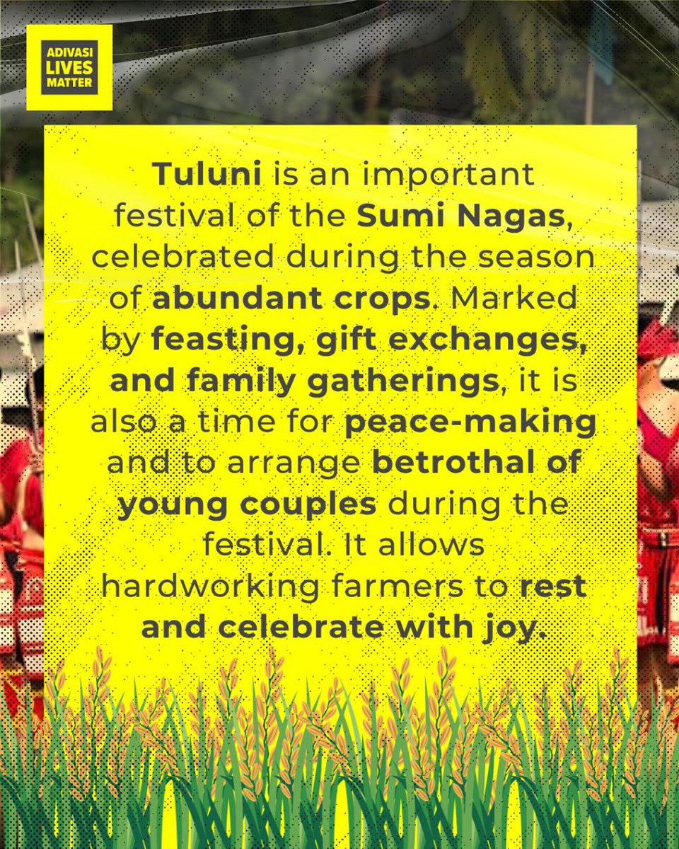 AdivasisMatter's tweet photo. Happy Tuluni! ๐พ A vibrant festival of the Sumi Nagas, celebrated with feasting, gift exchanges & betrothals. A time to rest, rejoice & honour the harvest. Wishing peace, love & togetherness to all!
#TuluniFestival #SumiNaga #NagaCulture https://t.co/1V5ERYfLV8