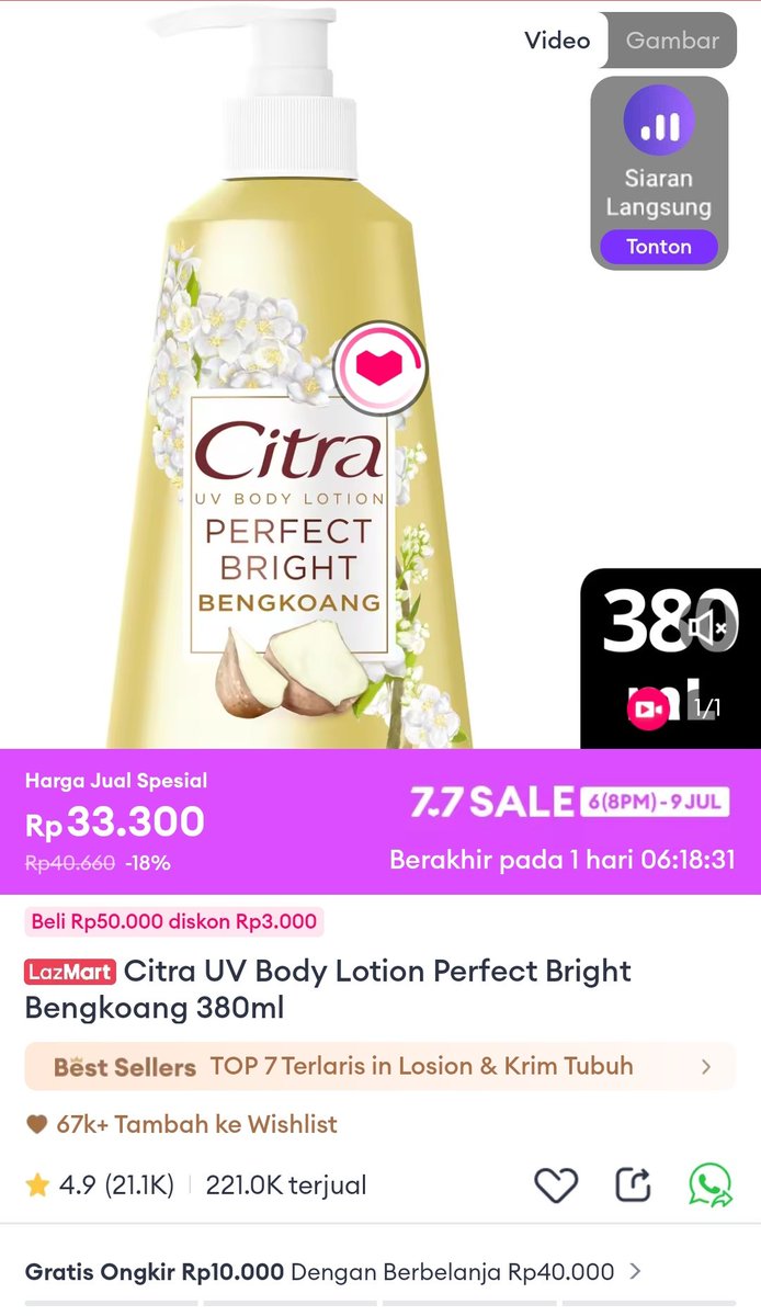 iseng liat-liat lazada 7.7 sale eh malah checkout, soalnya Brand Favorit Kamu Diskon gede-gedean! diskon s.d 85%, terus dapet voucher bonus hingga 500 ribu pula 

lazada.co.id/products/-i166…