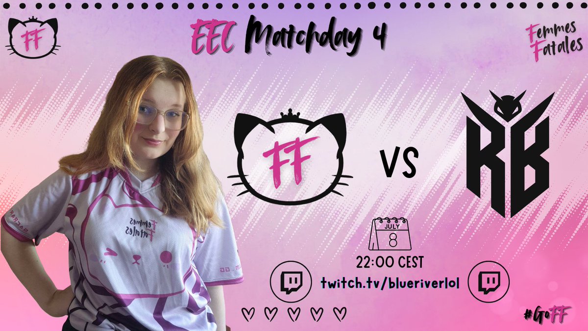 FemFatales_LoL's tweet image. We start in the new week with fresh mental to make the late run for #EqualEsportsCup playoffs.
Watch our games against @TeamVitalityLOL Rising Bees today at 10pm CEST, casted on our costream by @blueriverlol and @Kojoker_01 as usual (link in comments).
#GoFF