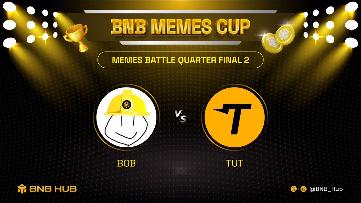 🔥 Quarterfinal Update 2 🔥

$BOB is currently leading $TUT but with nearly 6 hours left, it’s still anyone’s game! ⏳

Where are the $BOB and $TUT fans? Your votes will decide who moves to the semi-finals! 🗳

Follow us for all the latest Memes Cup action! 🏆👇
