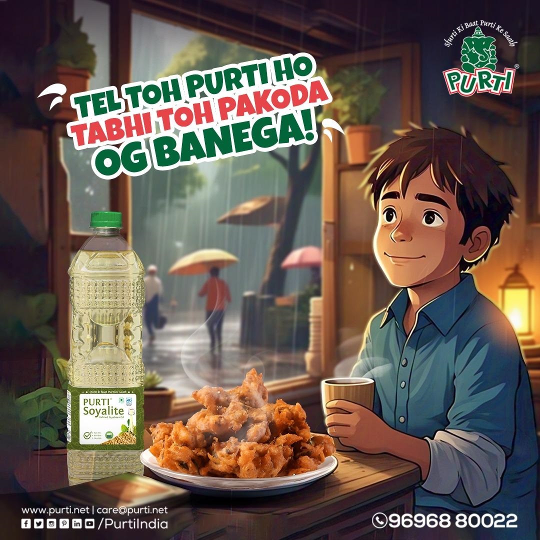 Purti India (@purtiindia) on Twitter photo Tel toh Purti ho, tabhi toh pakoda OG banega! ð§ïžâ
Rainy days, hot pakodas, and a cup of chai â made healthier and crispier with ðð®ð«ðð¢ ððšð²ðð¥ð¢ðð ðð¢ð¥.
For Distributorship: bit.ly/3dNb4AC
.
.
.
#Purti #EdibleOil #CookingOil #PurtiSoyalite #Pakoda #PurtiIndia Tel toh Purti ho, tabhi toh pakoda OG banega! ð§ïžâ
Rainy days, hot pakodas, and a cup of chai â made healthier and crispier with ðð®ð«ðð¢ ððšð²ðð¥ð¢ðð ðð¢ð¥.
For Distributorship: bit.ly/3dNb4AC
.
.
.
#Purti #EdibleOil #CookingOil #PurtiSoyalite #Pakoda #PurtiIndia
