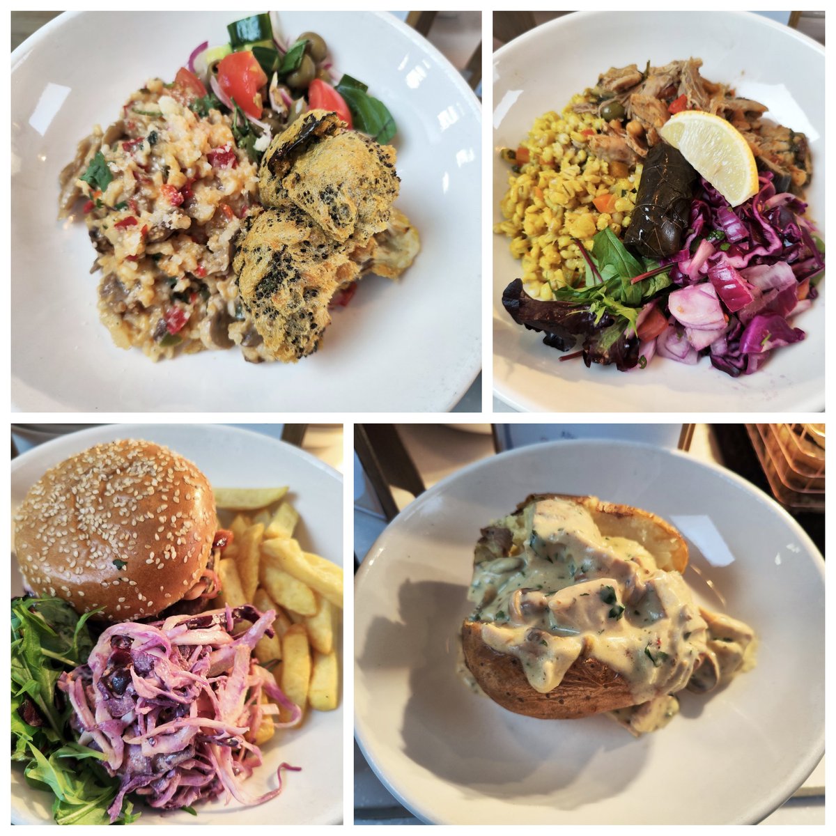 Catering at ASPH (@cateringasph) on Twitter photo On the menu in the Edukitchen today, we have;
- Miso & Mushroom Risotto with Tempura Broccoli
- Moroccan Chicken Tagine with Barley & Fattoush
- Grilled Beef Burger with Brisket, Chips & Slaw
- Chicken & Mushroom Stroganoff Jacket Filling
#greathospitalfood
<a href="/LoveBritishFood/">Love British Food</a> On the menu in the Edukitchen today, we have;
- Miso & Mushroom Risotto with Tempura Broccoli
- Moroccan Chicken Tagine with Barley & Fattoush
- Grilled Beef Burger with Brisket, Chips & Slaw
- Chicken & Mushroom Stroganoff Jacket Filling
#greathospitalfood
<a href="/LoveBritishFood/">Love British Food</a>