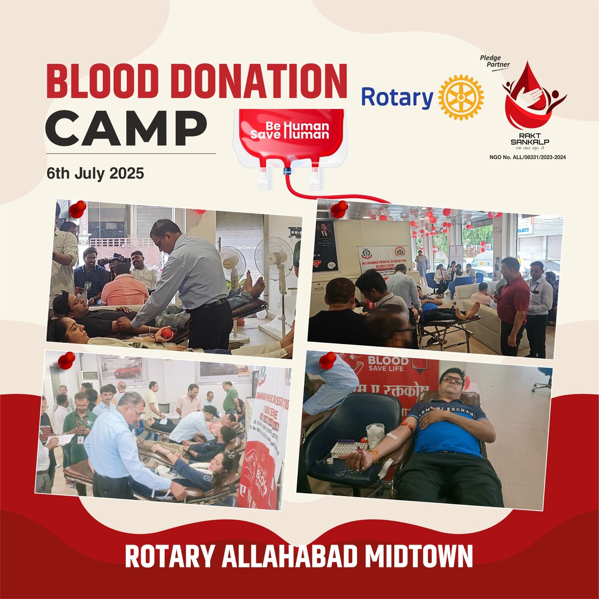 Impressive Participation of Various Rotary Clubs of Prayagraj for the cause of Blood Donation 🎉🎉