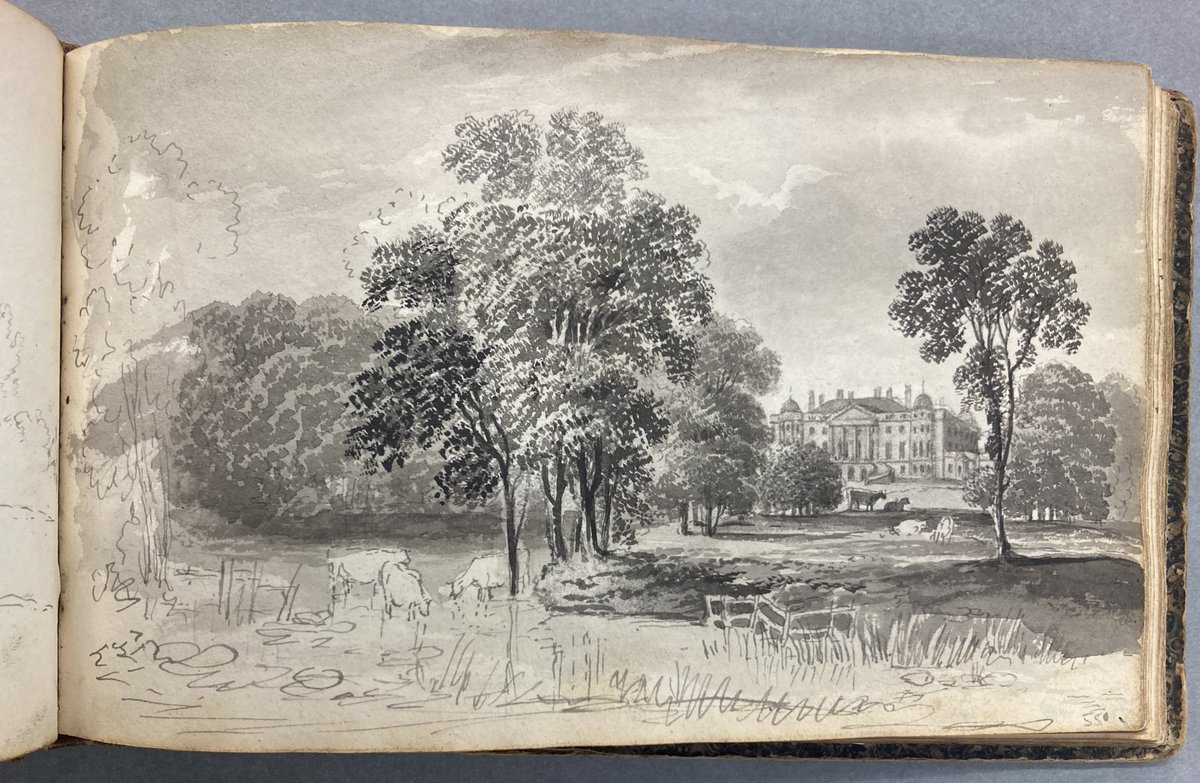 DerbyshireDRO's tweet image. Our #ArchiveOfTheWeek is a small sketchbook by John Glover (1767-1849), who became president of the Old Water Colour Society in 1807  before moving to Tasmania in 1831 where he became known as &quot;the father of Australian landscape painting&quot;. 

#EYANature #CowAppreciationDay