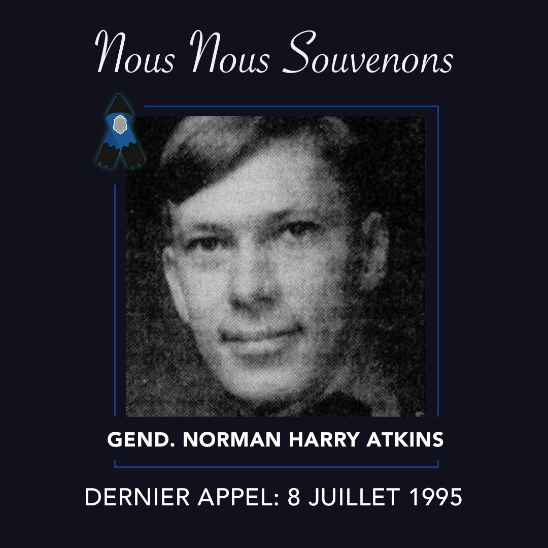 Nous nous souvenons du gend. Norman Harry Atkins, qui est décédé à la suite d’une collision de voiture sur la route 7, près du comté de Queens, au Nouveau-Brunswick. #GRCoublionsjamais