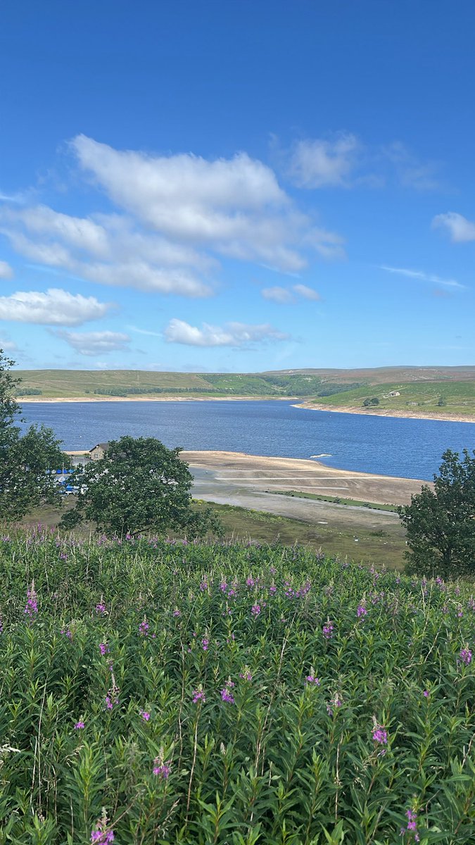 Grimwith Reservoir looking very low. -8 on the tower   Can see why <a href="/YorkshireWater/">Yorkshire Water 💧</a> are imposing a hose pipe ban.