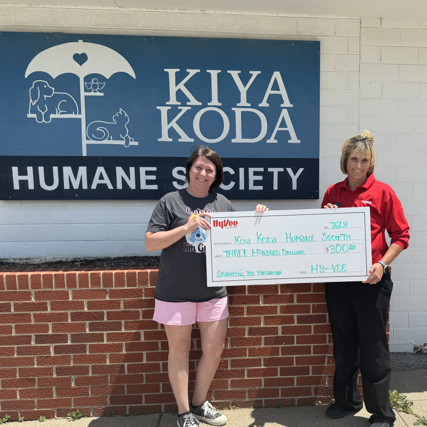 We were excited to partner up with Iowa Beverage to help raise money for Kiya Koda back in May. Every 10 bottles of sparkling ice sold we donated back $1 to help Kiya Koda. We were able to donate $300 back to our local shelter! #indianolahyvee