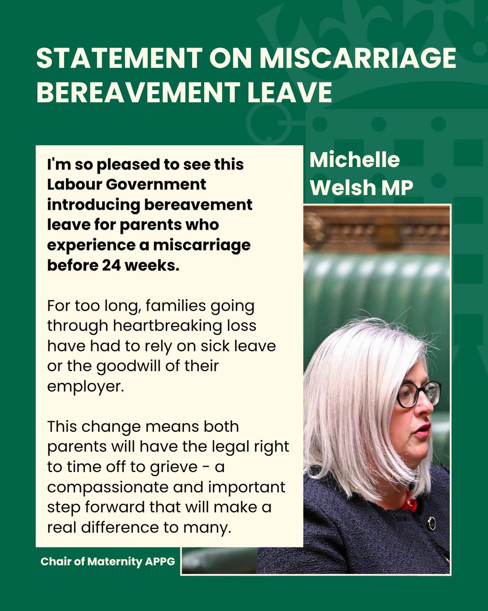 Recognising the grief of baby loss is an important step forward. 

I look forward to continuing to bring about change in my role as Chair of the Maternity APPG.